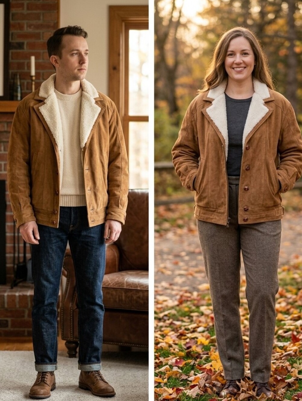 THE ORIGINAL TANNING COMPANY Suede & Sherpa Coat